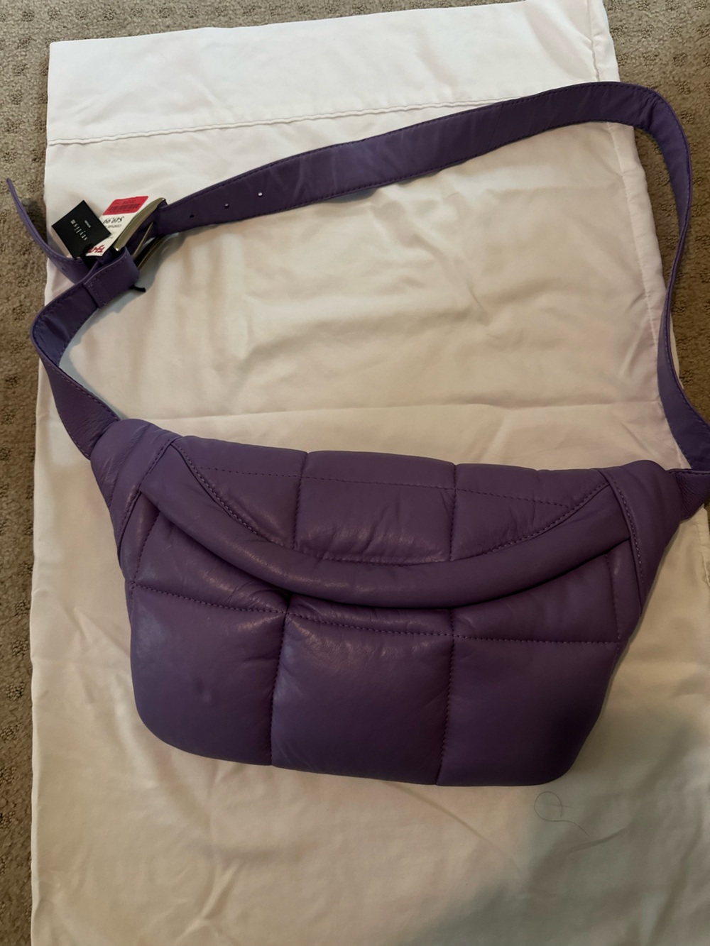 Quilted Purple Hobo Bag with Adjustable Strap